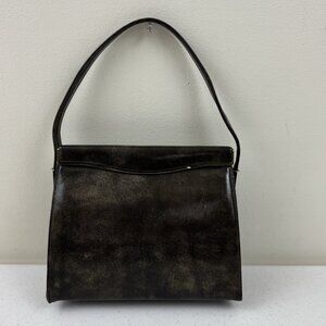 Vintage 1960s Etra Brown Purse Gold Hardware Lined Bag